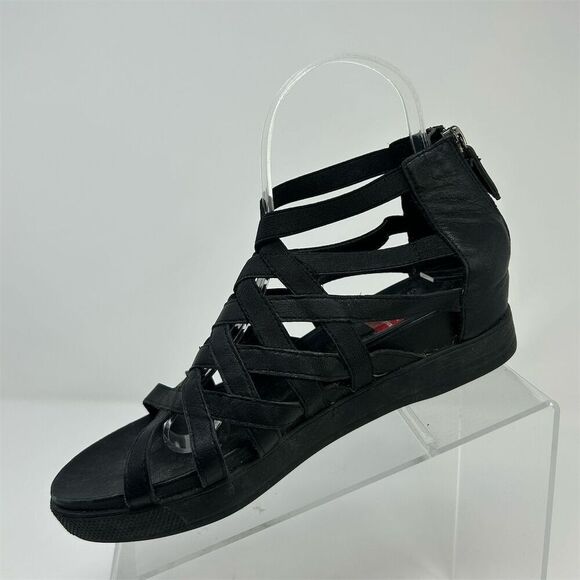 Eileen Fisher Women's Black Gladiator Sandals Size 7 Summer Casual Back Zipper - Picture 3 of 11